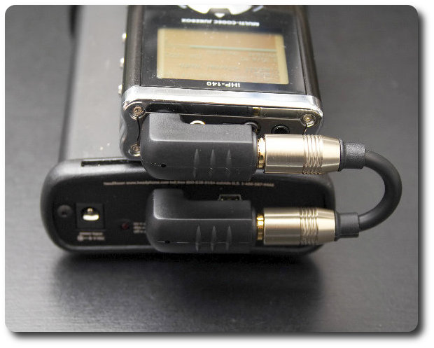 Headroom Micro Portable 2007 and iHP-140 Toslink to Toslink 2.5cm with shells and two 90deg adapters